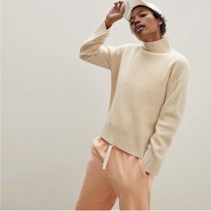 NWT Everlane Stroopwafel Turtleneck Cashmere Sweater XS Bone Cream